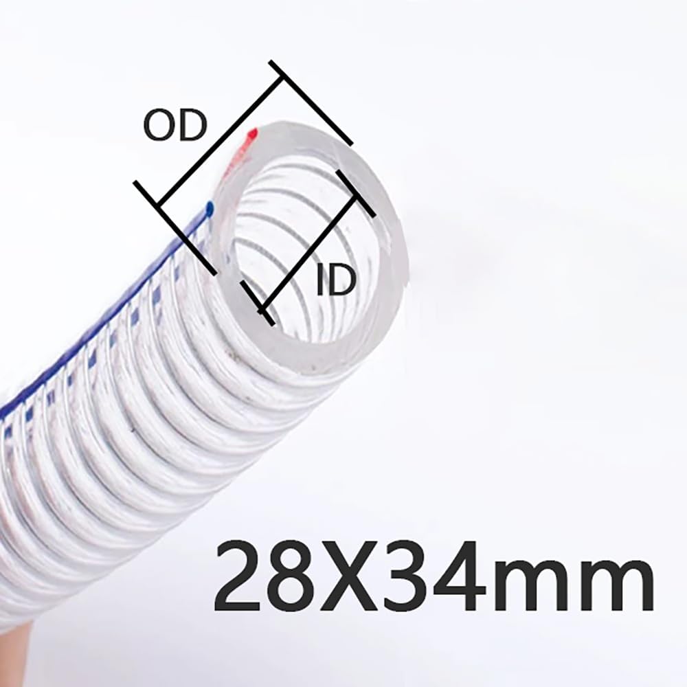 Transparent PVC Steel Wire Hose 1M Oil Resistant Anti-freeze Vacuum Suction Hose High Pressure Industrial Water Pump Pipe(ID 28mm)