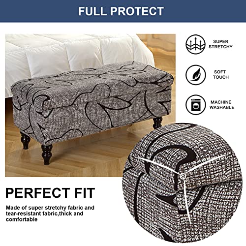 Image of FUANGUI Ottoman Cover Stretch Storage Ottoman Bench Slipcover Printed Folding Storage Bench Ottoman Cover Footrest Stool Slipcover Footstool Protector Cover with Elastic Bottom, Large