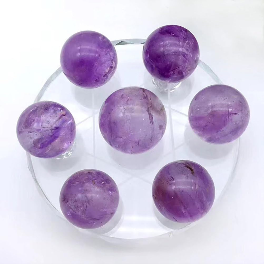HHCTEBEC 7 Chakra Healing Crystal Stones Balls Sphere with Amethyst Quartz,K9 Clear Glass Stand, Fengshui Meditation Yoga Reiki Divination Relaxation