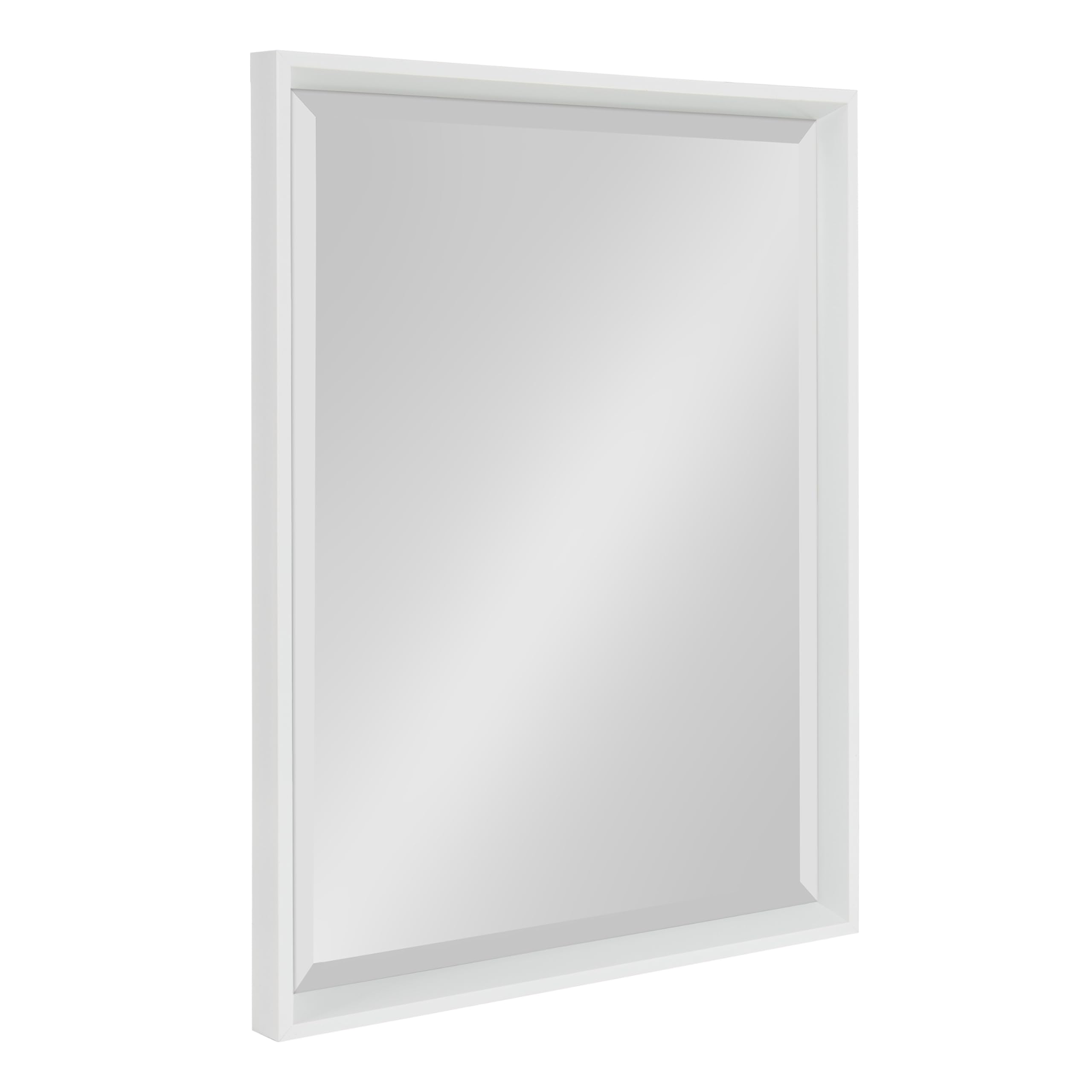 Kate and Laurel Calter Modern Decorative Framed Beveled Wall Mirror, 20 x 26, White, Contemporary Rectangle Vanity Mirror for Use as Bathroom Mirror for Over Sink or Refined Entryway Mirror