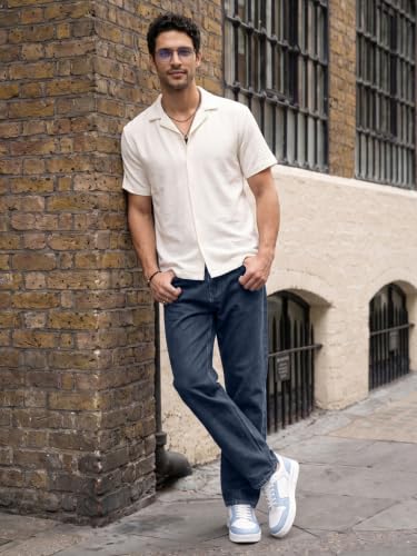 Image of Urbano Fashion Men's Relaxed Fit Washed Denim Jeans Non-Stretchable