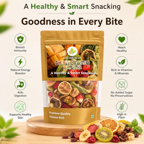 Image of Premium Mixed Dehydrated Fruits Combo - Strawberry, Kiwi, Peach, Plum, Mango, Orange & Pineapple - Vitamin Rich Dried Fruit Snack - Healthy Smart Snacking (Pack of 1)