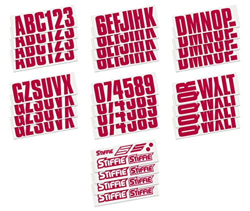 Image of STIFFIE Uniline Burgundy 3 inch Boat & PWC Registration Decals • Numbers Letters Stickers