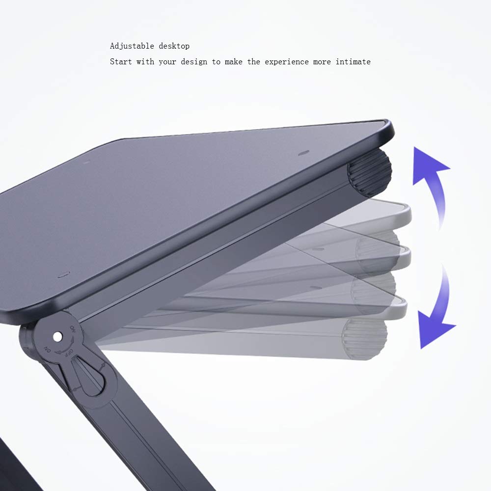 Mesa de Escritorio con Soporte for Computadora Portátil, Mesa de Cama Plegable Mesa de Escritura Ajustable Mesa Pequeña Soporte for Tableta Portátil con Mouse Agrandado Negro Blanco