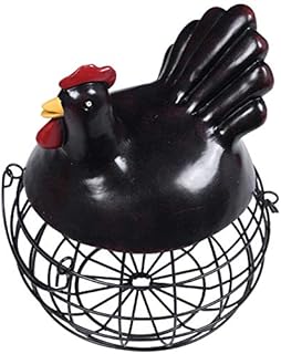 Nrpfell New American Iron Egg Storage Basket Fruit Basket Collection Ceramic Hen Ornaments Decoration Kitchen Accessories Black