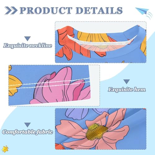 ALAZA Kids Rash Guard Girls Toddler Swim Shirts Short Sleeve Cosmos Flower UPF 50+ 3T3