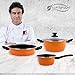San Ignacio Set Casseruola ø16 Casseruola con coperchio ø24 Casseruola ø28 cm Sunset Acciaio smaltato a induzione, Carbonio