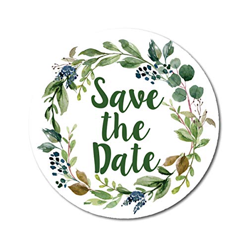Darling Souvenir 1,6 Inches Round DIY Botanical Kranz Save the Date Aufkleber-Geschenk-45 Pcs Cover