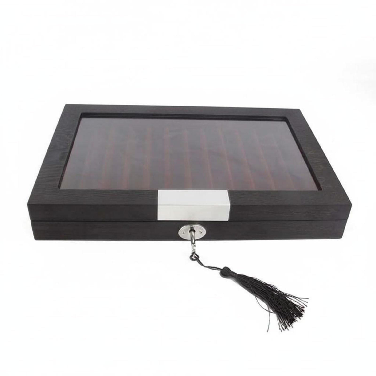Vitrine pour Stylos Boîte Présentoir Organisateur Coffret Écrin en Bois Aspect Raffiné Dessus Vitré Doublure Suédée Fermeture Stable Convient au, 12 Emplacements