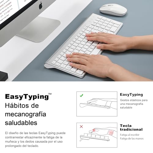 Combo teclado ratón inalámbrico cimetech KF10 ultrafino para PC, portátil y Mac, plata 7