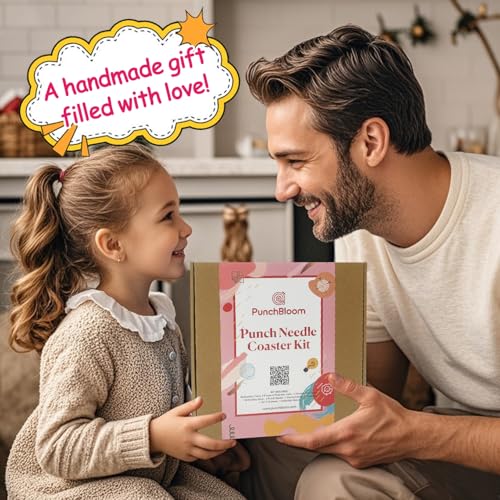 Image of Punch Needle Coaster Kit for Adults Beginners, Easy Punch Embroidery Starter Set with Instructions - Fun Mug Rug Making Kit for Table Decor & Festival DIY Gifts (6pcs Cute Animals)