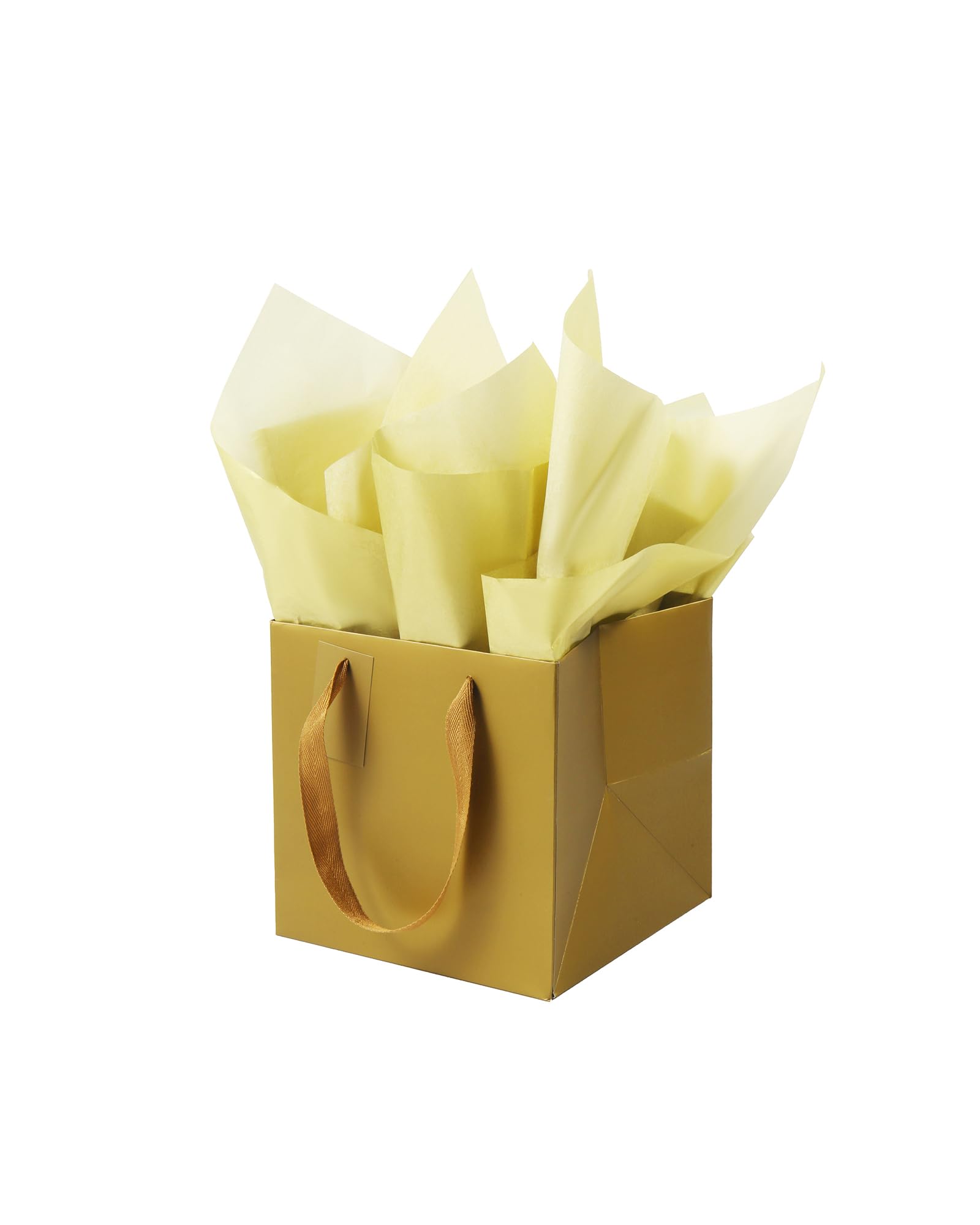 LFCXHTY 10 Pack Square Gift Bags with Tissue Paper Solid Small Gold Gift Bags with Handles for Party Favor Bag (8x8x8 In, Gold)