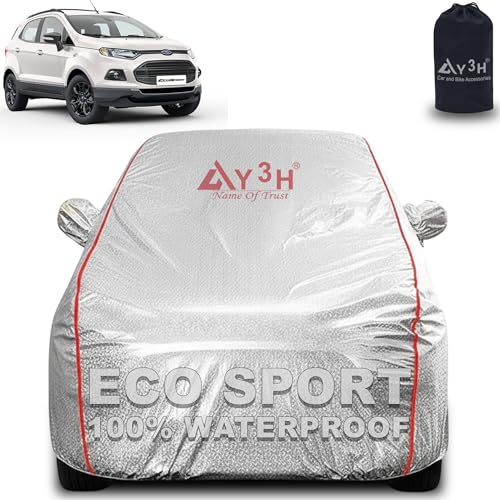 Image of 100% Waterproof Car Cover Compatible with Ford Ecosport | All Weather, Dust Proof, UV Protective with Mirror Pocket (Silver Magic)