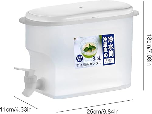 Miniatura 2 de Pectt Dispensador de bebidas de plástico con espita, recipiente de 1 galón de 3.5 litros, hervidor frío con grifo en el refrigerador para tetera de