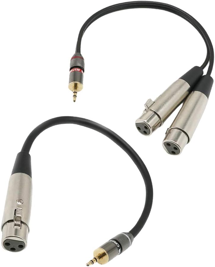 Flameer 2pcs/pack 3.5mm 1/8" Stereo Plug to XLR 3 Pin Female Audio Parts TRS Cable Line