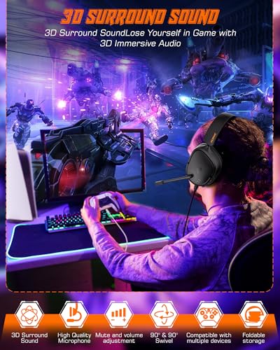 Casque de jeu PS5 Xbox Switch avec micro et cache-oreilles souples