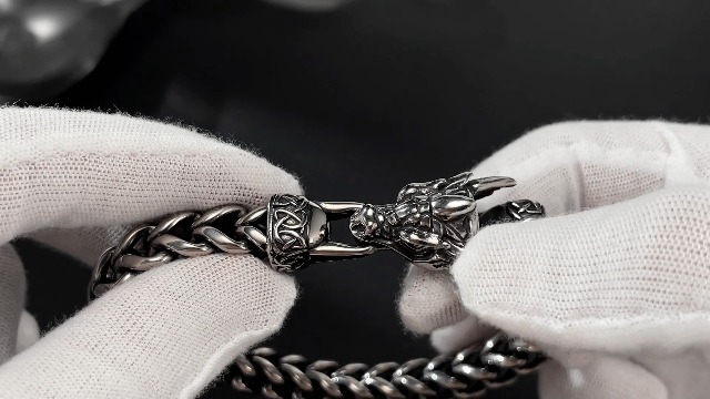 Pulsera para hombre de acero inoxidable con diseño dragón miniatura 7