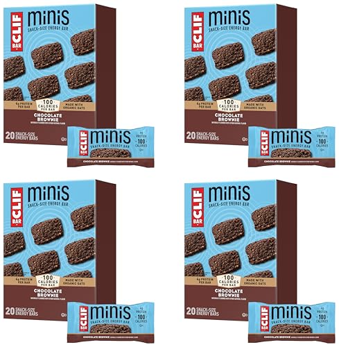 Image of CLIF BAR Minis - Chocolate Brownie Flavor - Made with Organic Oats - 4g Protein - Non-GMO - Plant Based - Snack-Size Energy Bars - 0.99 oz. 20 Count (Pack of 4)