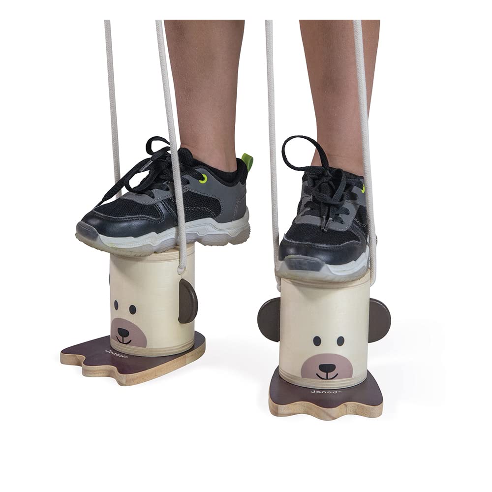 Janod - Petites Echasses en Bois Pattes d'ours - Jeu de Plein Air - Hauteur Réglable – Apprentissage de l'Equilibre - Certifié FSC - Peinture à l'eau - Dès 3 Ans, J03174
