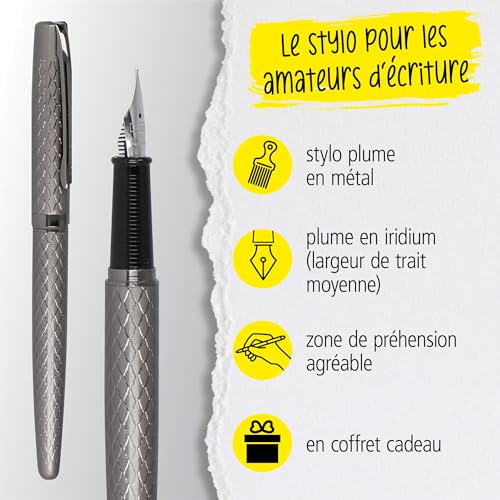 Set d'écriture Eleganza Diamond en titan avec plume iridium M et étui cuir