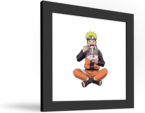 Miniatura 2 de Trends International Gallery Pops Naruto Shippuden - Naruto Uzumaki Eating Noodles - Arte de pared con marco negro, 12 x 12 pulgadas