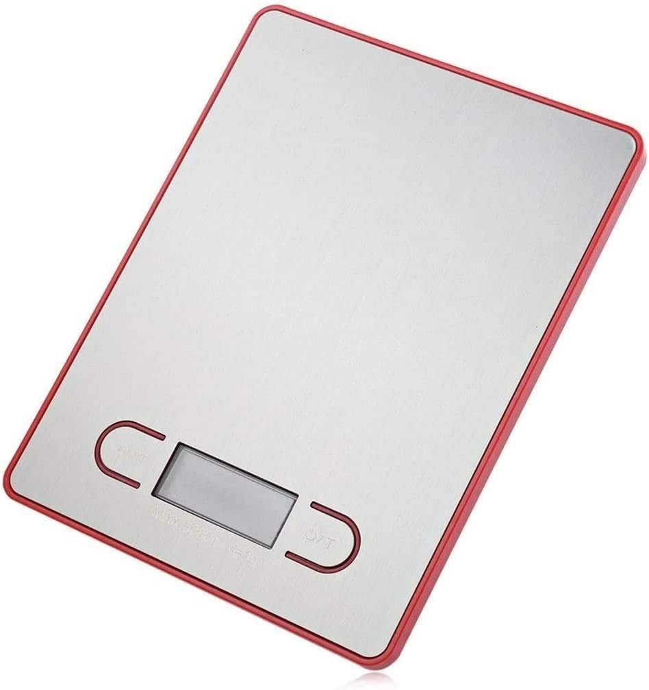 Electronic Scales Digital Kitchen Scale,11lb/5000g Electronic Cooking Food Scale,Weighing Scales with LCD Display,Accurate Gram,Slim Design,for Home,Kitchen (Silver Scales (Color : Red, Siz