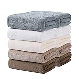 Oseamaid フェイスタオル 5色10 枚セット マイクロファイバー タオル 吸水速乾抗菌防臭 約34×75cm (白 ベージュ グレー カーキ色 コーヒー色)