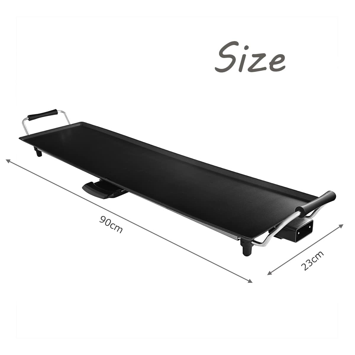 KOMFOTTEU Piastra Teppanyaki 1800W, Griglia Barbecue Elettrica, Rivestimento Antiaderente, Teppanyaki Grill da Tavolo per 8 Persone con 6 Spatole e 2 Anelli, Temperatura Regolabile, 90 x 23 cm, Nero