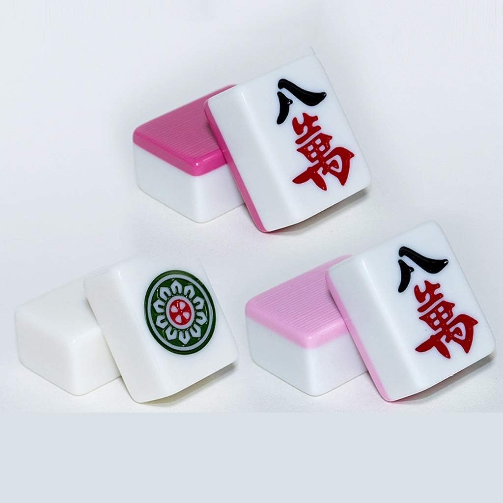 Mahjong Cinese 144 Tessere in melamina numerate Set di Gioco Majong Completi for Viaggi, Feste, Giochi di Famiglia, Tessere Mahjong(Pink,42#)
