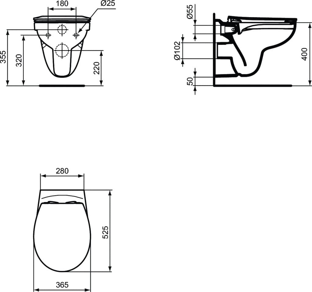 Pack WC suspendu Ulysse 2-36,5x53cm - 3 à 6L - Blanc