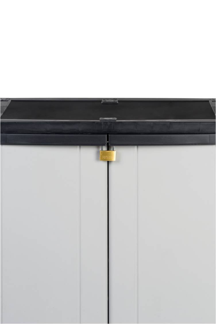 Kreher Kunststoffschrank Balkonschrank 2er-Set, grau, abschließbare Türen