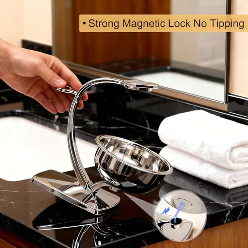 Image of GRUTTI Premium Shaving Kit for Men, 4 in 1 Shaving Set Includes Shaving Stand & Soap Bowl &Brush, Deluxe Safety Mens Razor Holder with Non Slip Base Shaving Kit compatible with Fusion 5