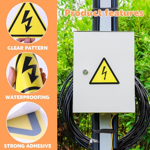Vueinrg 20 Stück 5cm/10cm Aufkleber Elektro Warnschild Elektrische Spannung Achtung Strom Warnaufkleber Dreieck Schild Folie Selbstklebend Warnung vor Hochspannung Adesivi