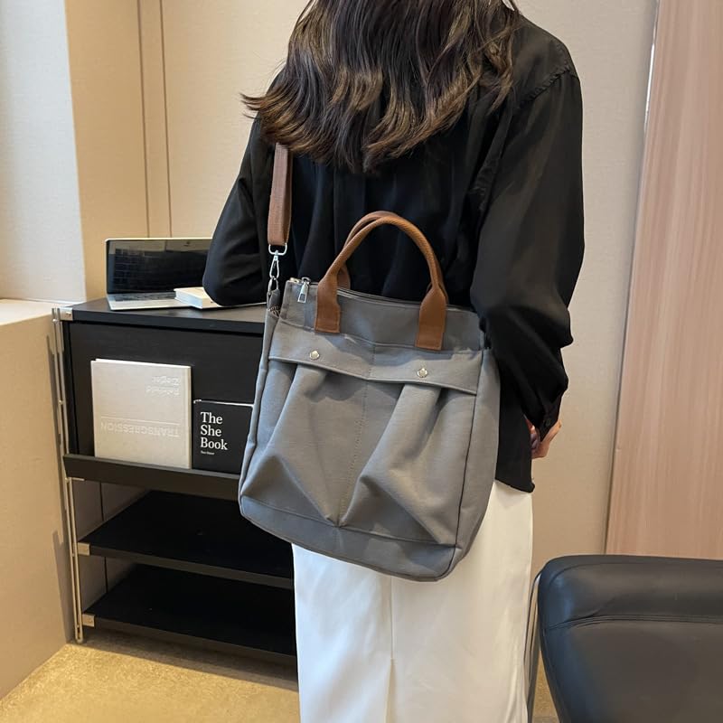 Vintage Canvas Messenger Bag for Women Travel Satchel Shoulder Bag Emo Acubi Laptop Bag Cyber Punk Purse (Gray)3