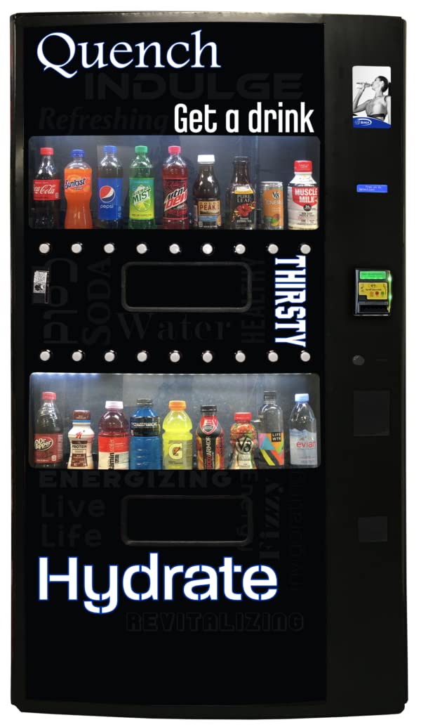 SEAGAProsper PR2218 5-Wide Cold Beverage Merchandiser with Changer, Bill Acceptor & Cantaloupe Credit Card Reader, Live Display with 18 Selections