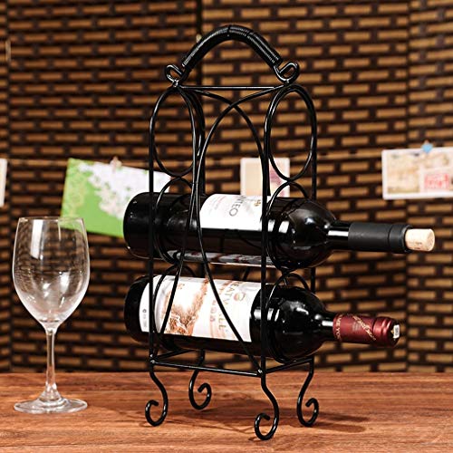 Soporte para vino metal 3 botellas negro 15x14x41.5cm miniatura 2