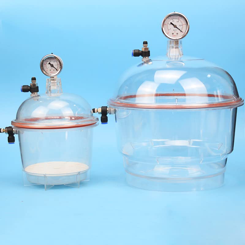 150MM Polycarbonate Plastic Vacuum Dryer Laboratory Dryer Transparent Vacuum Drying Kettle Double Valve with Pressure Gauge