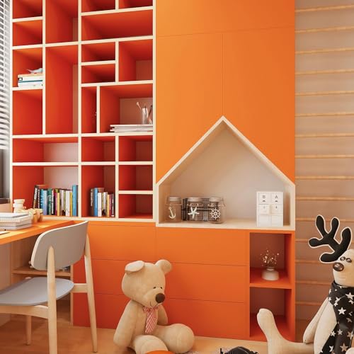 Image of HOME13 Self Adhesive Wallpaper Oarnge Matte Removable and Decorative Vinyl Wallpaper for Kitchen Countertop Cabinets Table 2 Ft x 4 Ft with 2pcs