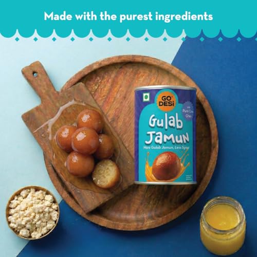Image of GO DESi - Gulab Jamun | Made with Pure Cow Ghee | 9 pieces| 500 grams| Indian Mithai | Classic sweets | Sweets Gift Pack