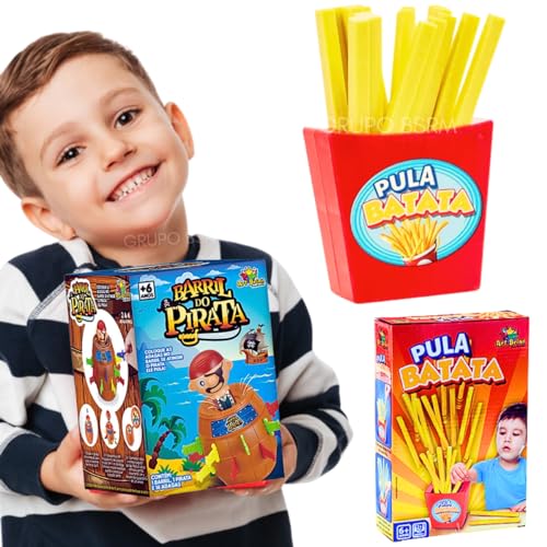 Kit jogos pedagogicos infantil educativos Pula Pirata Barril presente brinquedo criança 5 anos Jogos