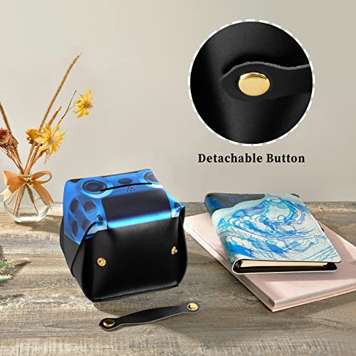 Video Game Joystick Gamepad In Blue Neon Lights Isolated On Black Rectangle Leather Tissue Box Cover With Handle For Bathroom Home Night Stands Vanity Countertop Office Desk Car 9.4X5.1X3.6 In #TOP3