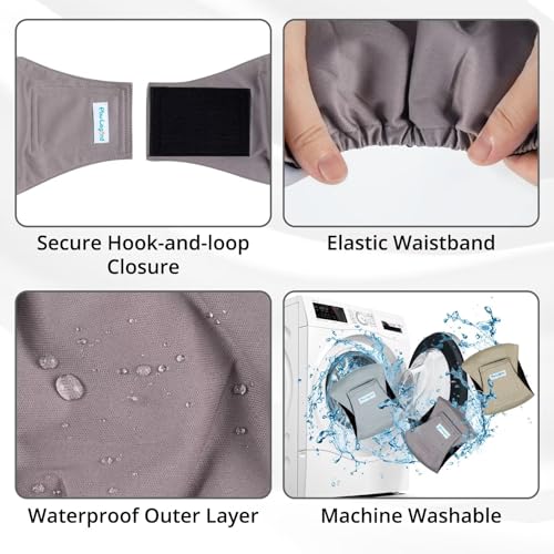 Image of Paw Legend Washable Dogs Diapers Male Dog Belly Bands for Male Dogs Diapers Reusable Puppy & Doggie Diapers Male (3 Pack, Small)