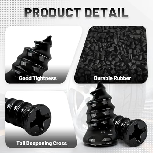 Zesllwid 60 PCS Tire Repair Rubber Nail Kit, Self-Tapping Spiral Screws for Tubeless Tires - Upgrade Emergency Puncture Fix Tools for Car/Truck/Motorcycle/Tractor