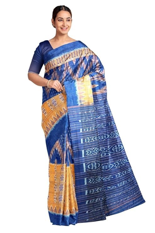 Image of Sambalpuri Cotton Saree of Odisha Ikkat Orissa Traditional Handloom Sari | Bomkai | Pata | Nuapatana | sambalpuri saree | khandua patta sare | without Blouse JH649