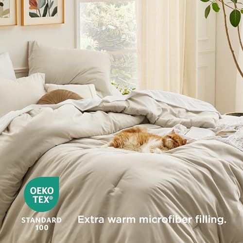 Bedsure-Queen-Comforter-Set-Beige-7-Pieces-Boho-Bed-in-a-Bag-Queen-Size-Gift-for-Christmas-Contrasting-Design-Bedding-Set-with-Soft-Comforter-Sheets-Pillowcases-Shams