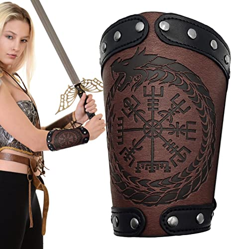 Braçadeira de Armadura Viking,Homens Traje Viking Com Couro PU | Adereços de fantasias medievais de