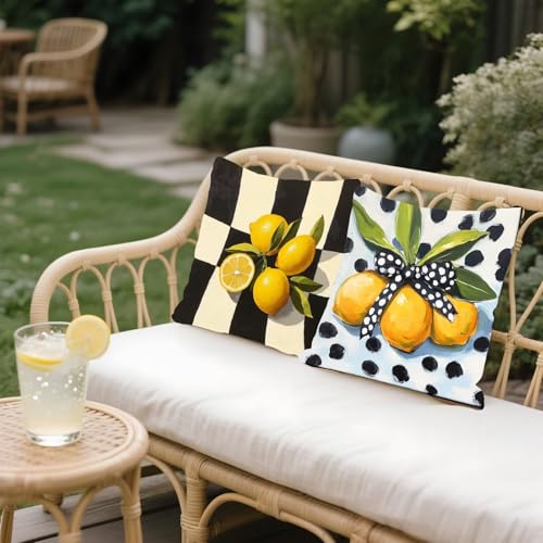 Coussin de jardin imperméable 45x45 noir blanc et orange chic - 5
