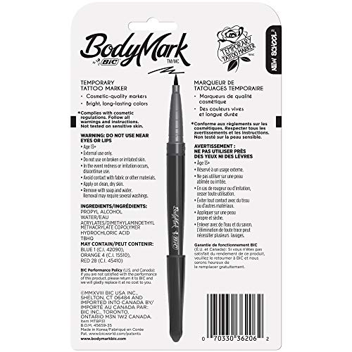 Bodymark By Bic, Temporary Tattoo Marker, New School Inspiration, Skin Safe, Brush Tip, Assorted Colors, 3-Pack (Mtbp31Ns-Ast) #TOP1