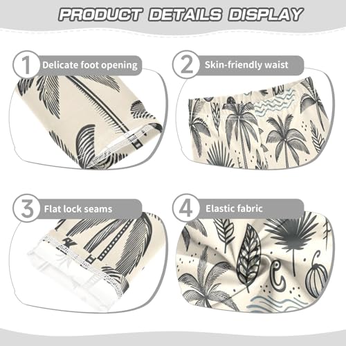 Bolaz Toddler Girls Leggings Printed Yoga Pants Leggings Grey Coconut Tree for Kids3