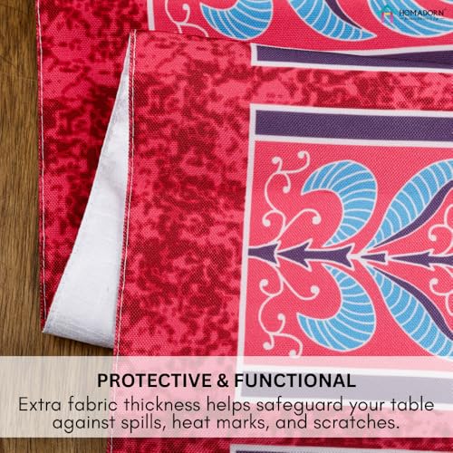Image of HOMADORN Premium Digital Printed Table Runner - Double Layered Durable Fabric, Elegant Dining & Coffee Table Decoration, Fade-Resistant Prints, Easy Care (13x72 Inches ( 6 Seater), Floral Fiesta)